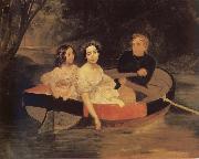 Karl Briullov Portrait of the artistand Baroness yekaterina meller-Zakomelskaya with her daughter in a boat oil on canvas